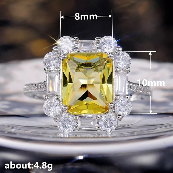 New 925 Silver Emerald Cut Diamond Ring - Picture 5 of 6